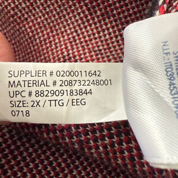 Chaps Womens Red Black Plaid Sleeveless Zip Vest Size 2X 100% Cotton Collared - Picture 7 of 9